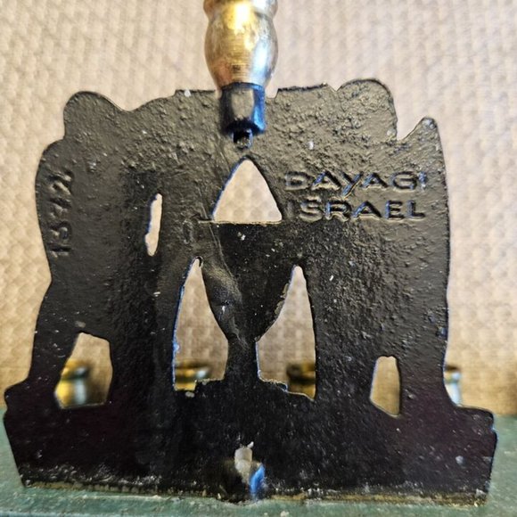 DAYAGI BRASS ENAMEL VINTAGE MENORAH FROM ISRAEL #1372 - Picture 5 of 6